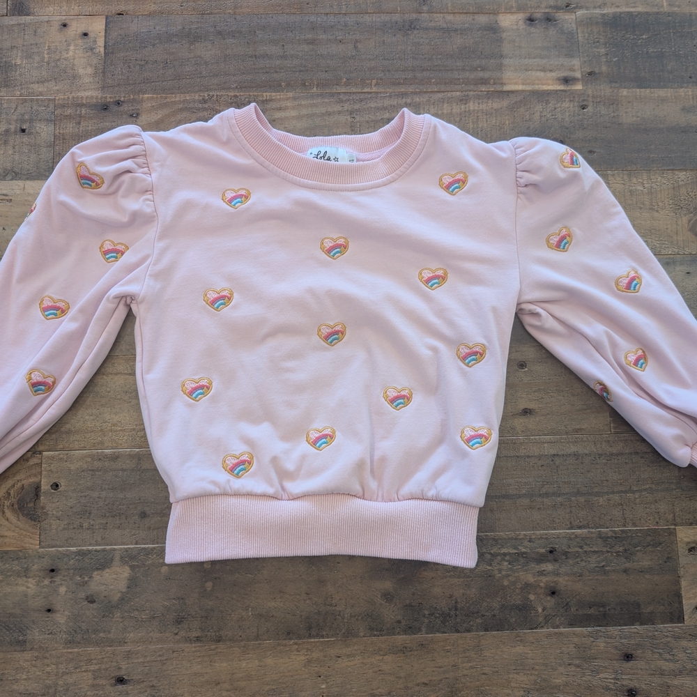 Lola + The Boys Pastel Pink Heart Sweatshirt